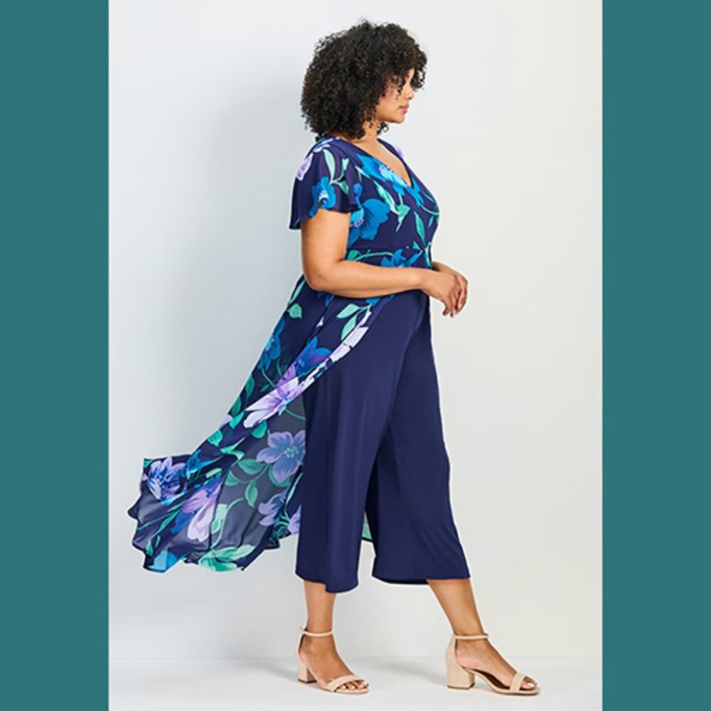 Avenue Navy Floral Glam Jumpsuit 22/24 NWT - Picture 4 of 5